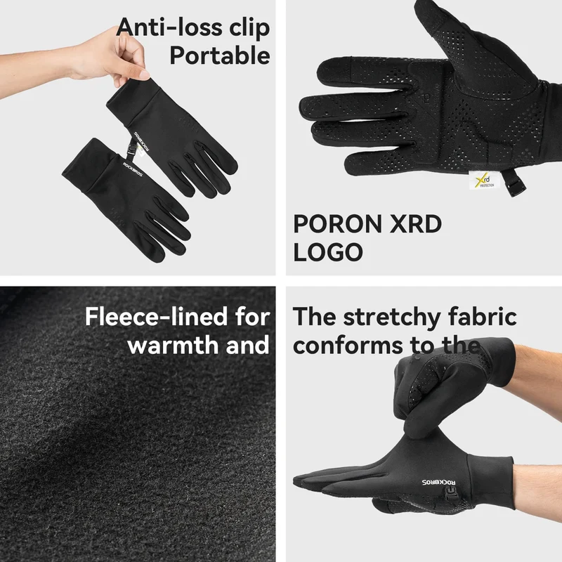 ROCKBROS Winter Set: Sturmhaube Merinowolle & ThermoGrip Fahrradhandschuhe Lang
