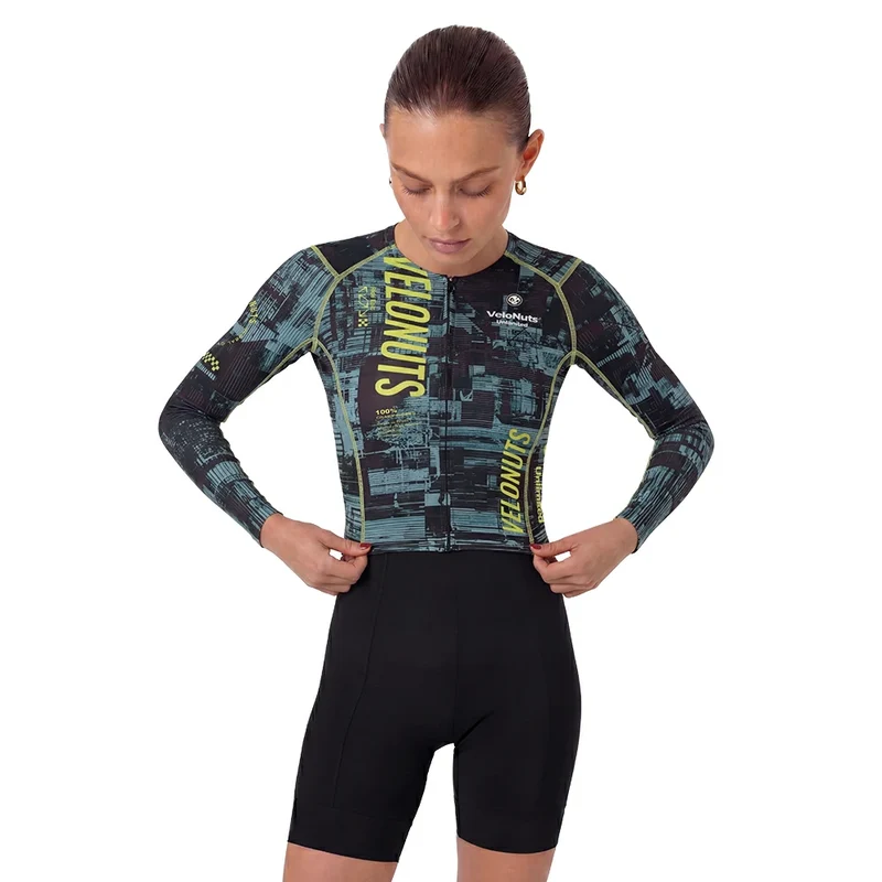 Velonuts Ultra Short Damen Radtrikot Langarm Grün