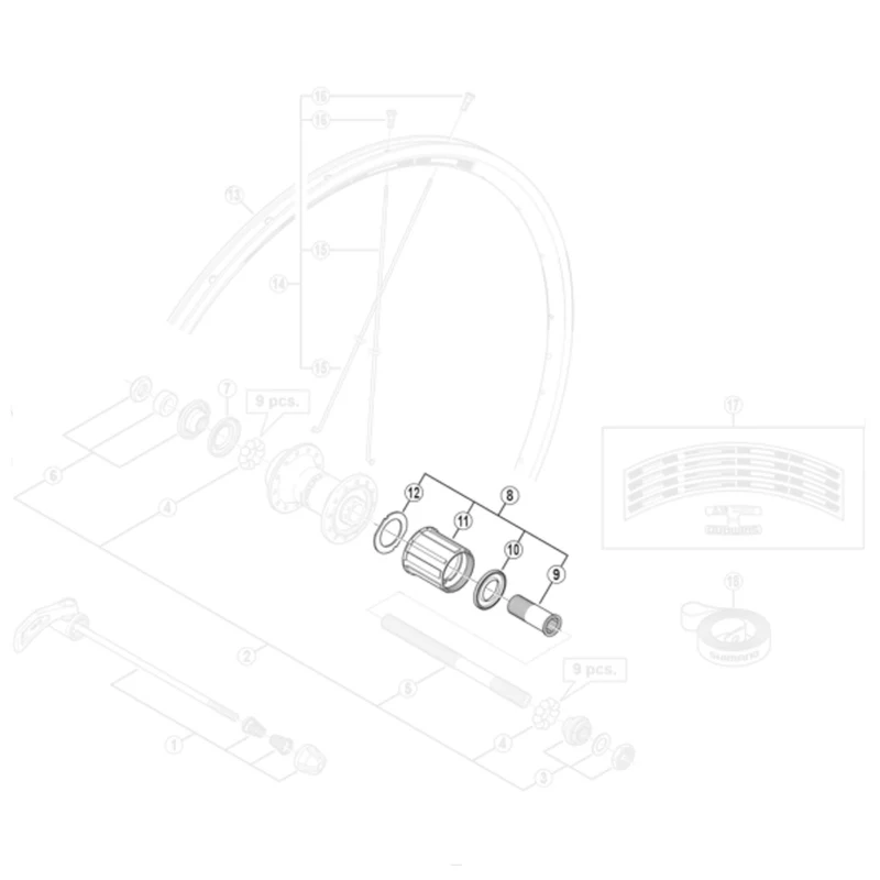 Shimano WH-R501-R Complete Bike Wheel Freehub Body