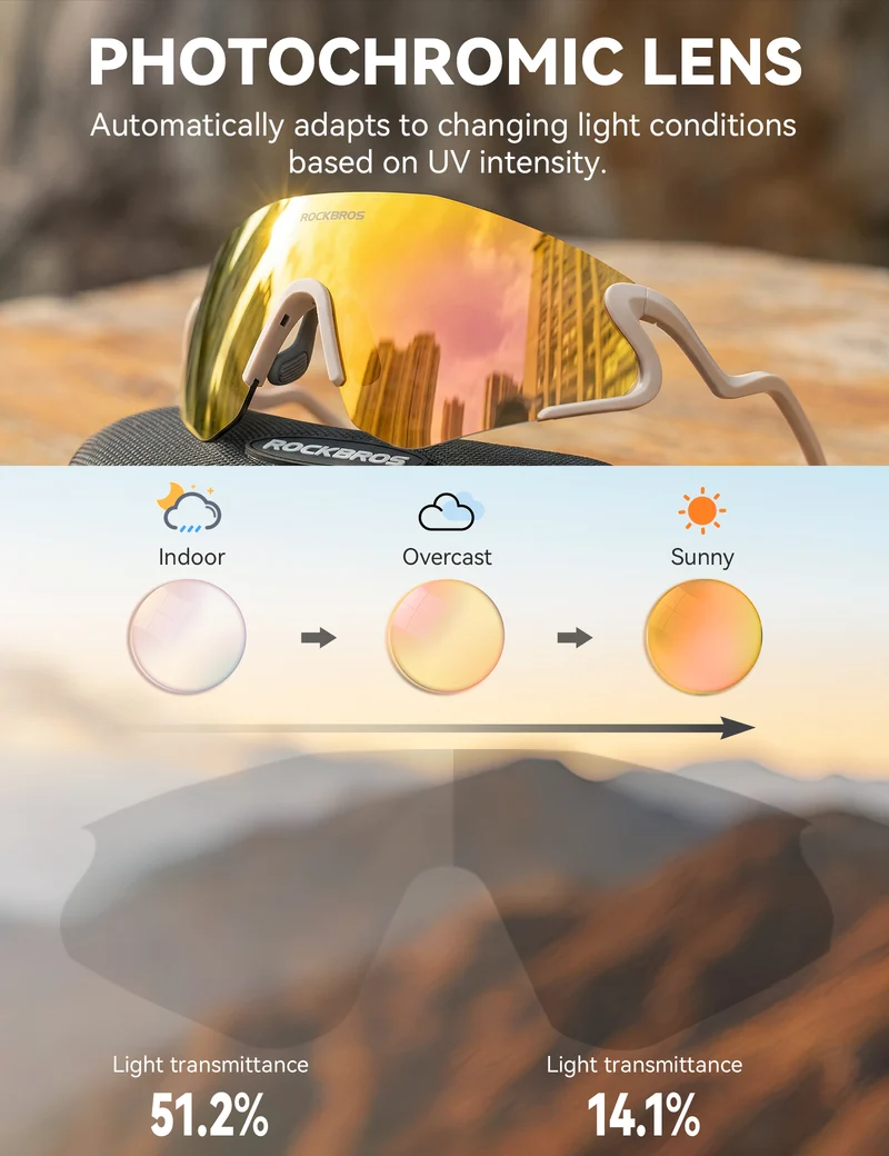 Photochrome Fahrradbrille mit UV400 Schutz