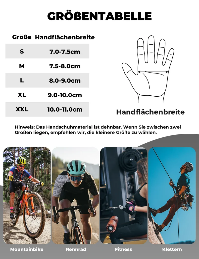 Fahrradhandschuhe – rutschfest & stoßabsorbierend mit SBR-Polster