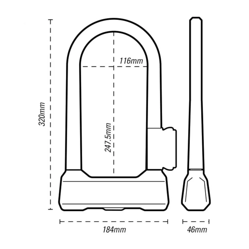 Oxford Grinder S1 14 x 320mm Bike D-Lock Sold Secure DIAMOND