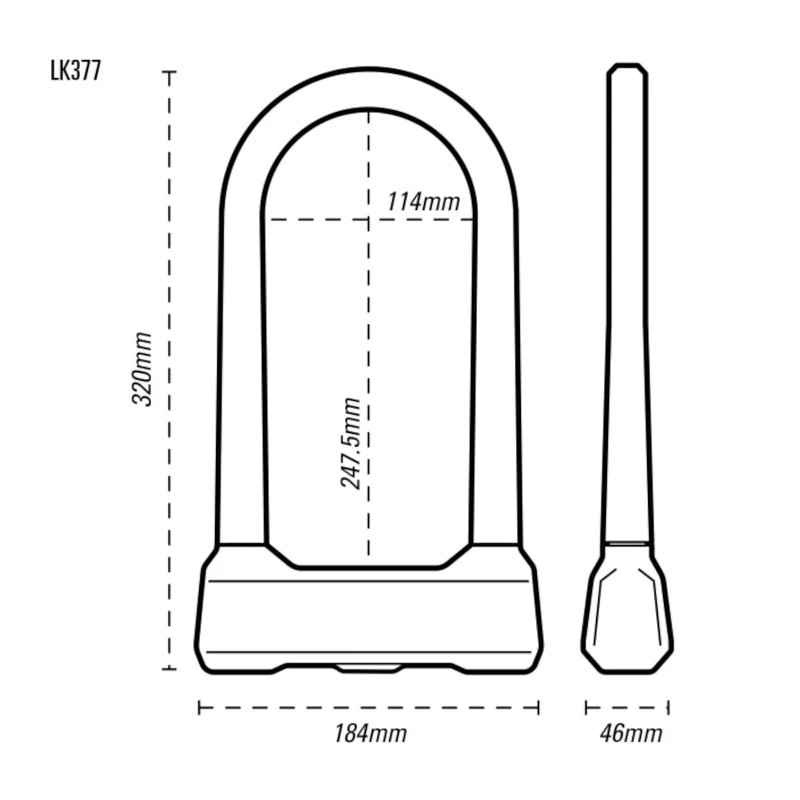 Oxford Grinder S2 16 x 320mm Bike D-Lock Sold Secure DIAMOND