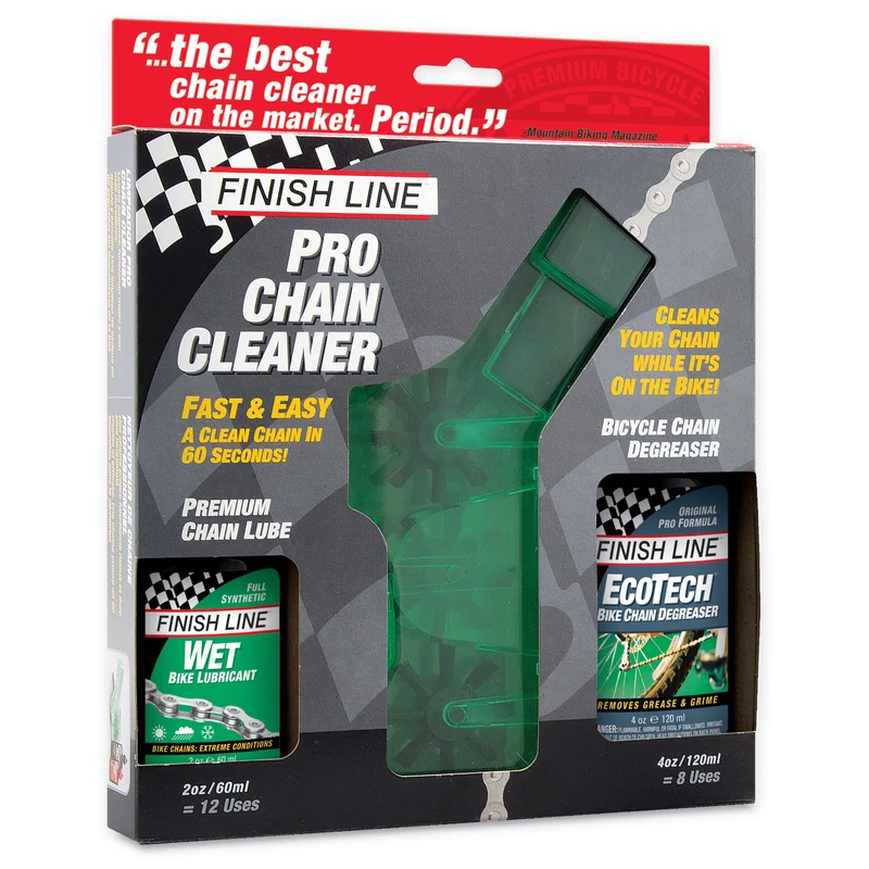 Finish Line Pro Chain Cleaner Device Kit with Wet Lube and EcoTech2 Degreaser