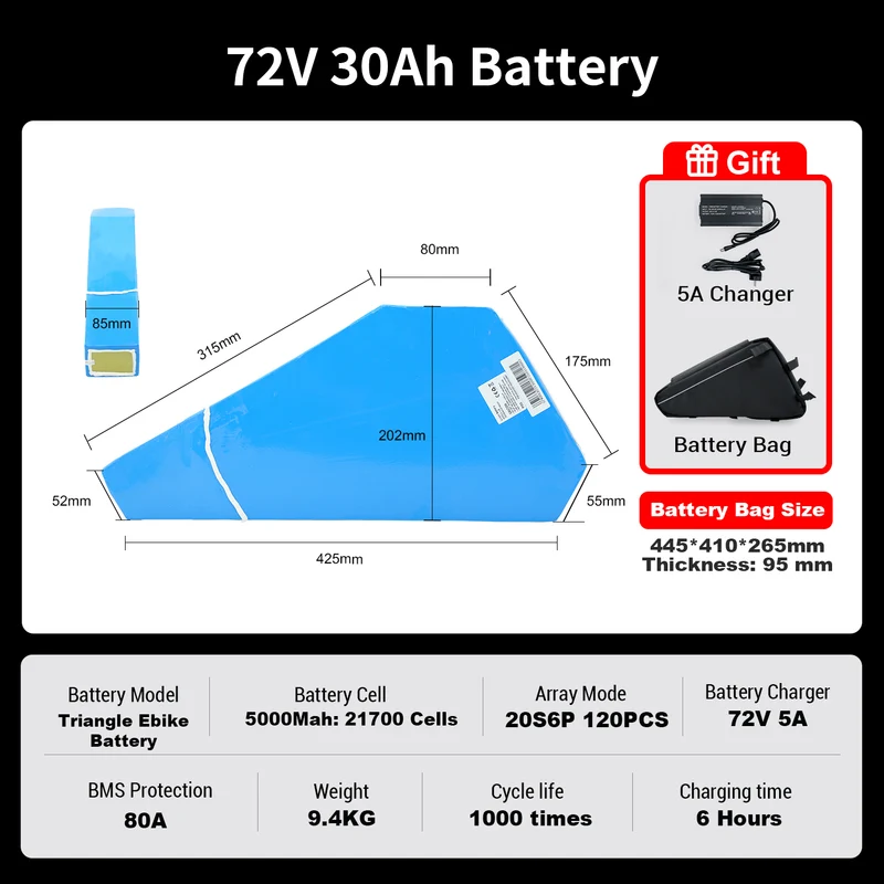 eSoulbike™ 72V 3000W High Power Rear Hub Ebike Conversion Kit