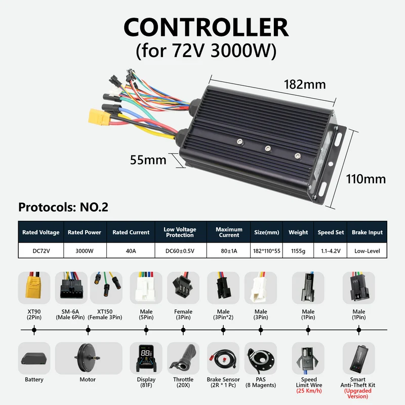 eSoulbike™ 72V 3000W High Power Rear Hub Ebike Conversion Kit