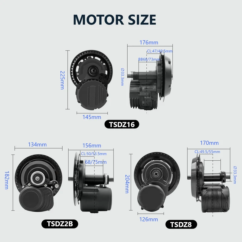 Tongsheng TSDZ2 TSDZ2B TSDZ8 TSDZ16 Mid Drive Ebike Conversion Kit With Battery