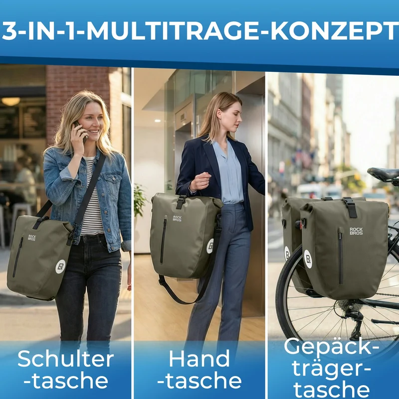 15L-20L Fahrrad Gepäckträgertasche 3-in-1