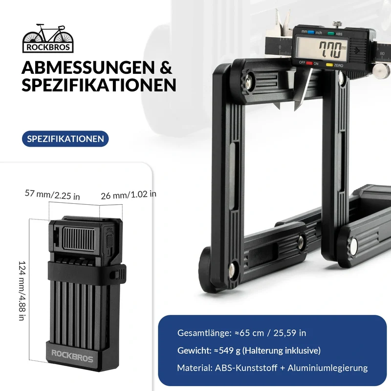 Faltschloss Fahrrad 65cm Fahrradschloss mit Halterung