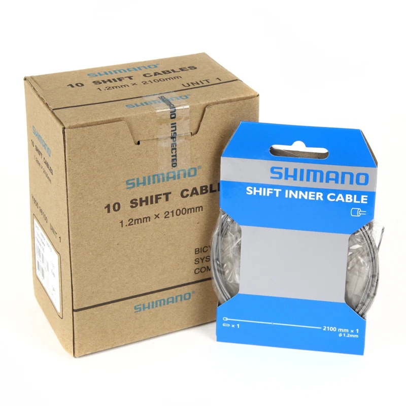 Shimano Steel MTB / Road Bike 12mm x 2100mm Bike Inner Gear Cable Box of 10