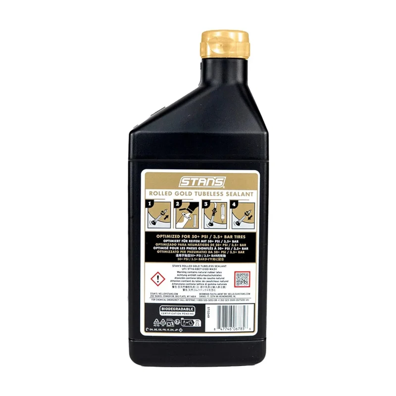 Stans NoTubes Rolled Gold Tubeless Tyre Sealant for Road and Gravel Bikes - 500ml Bottle