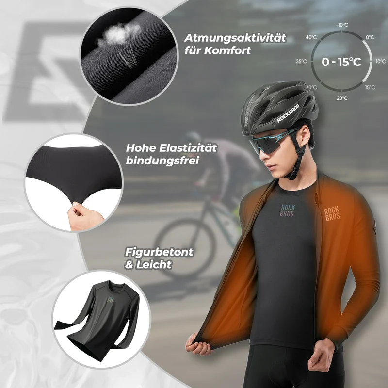 Langarm Ärmel Radtrikot Herren, Warm Fahrradtrikot Bekleidung Atmungsaktiv