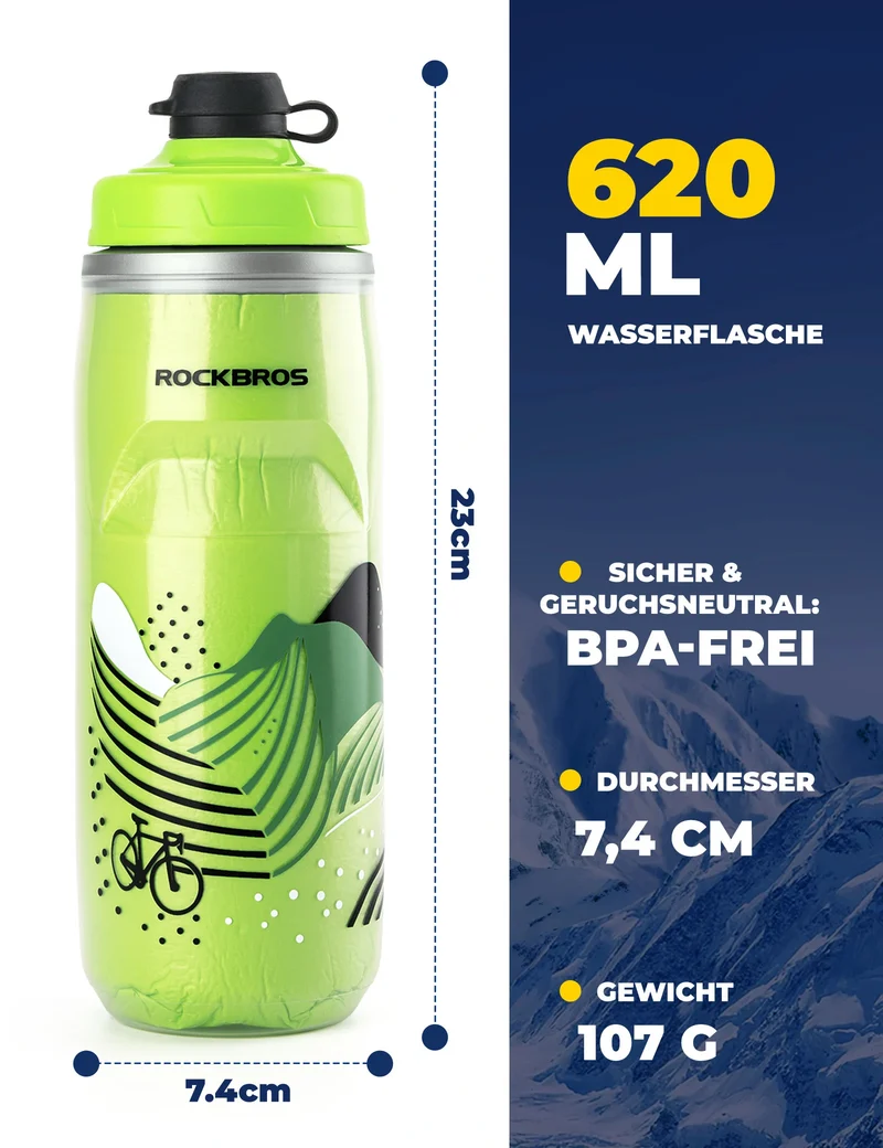 Trinkflasche Fahrrad 620 ml 5 H Kühlenhalten