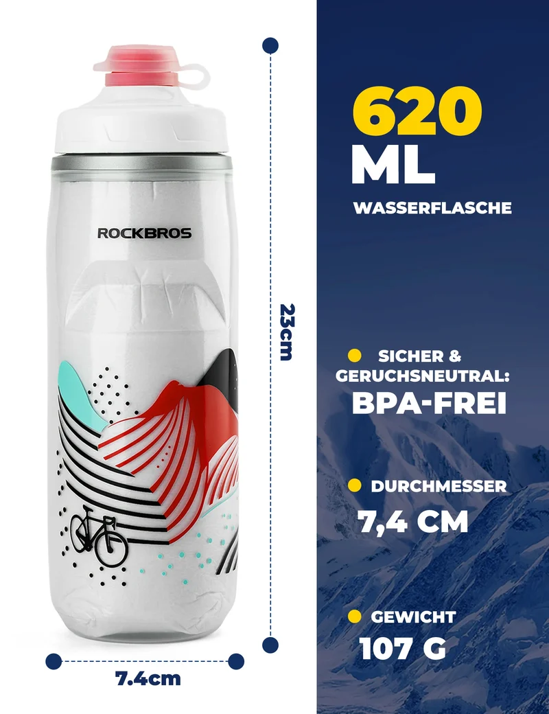 Trinkflasche Fahrrad 620 ml 5 H Kühlenhalten