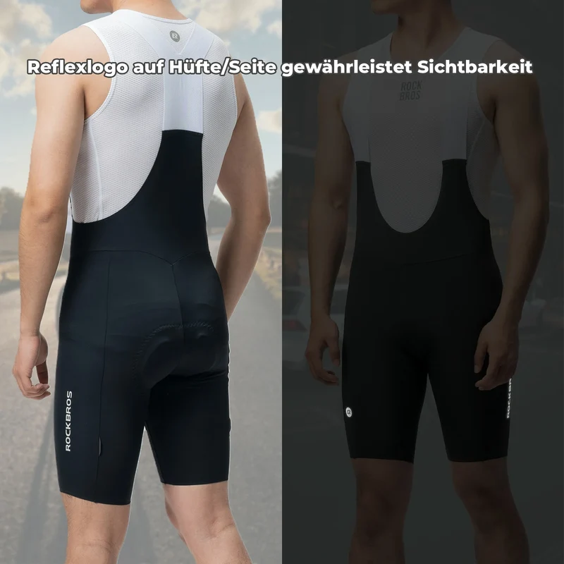 Radlerhose Herren Gepolstert, Fahrradhose Kurz, Bib Shorts mit Träger, Radsport Trägerhosen