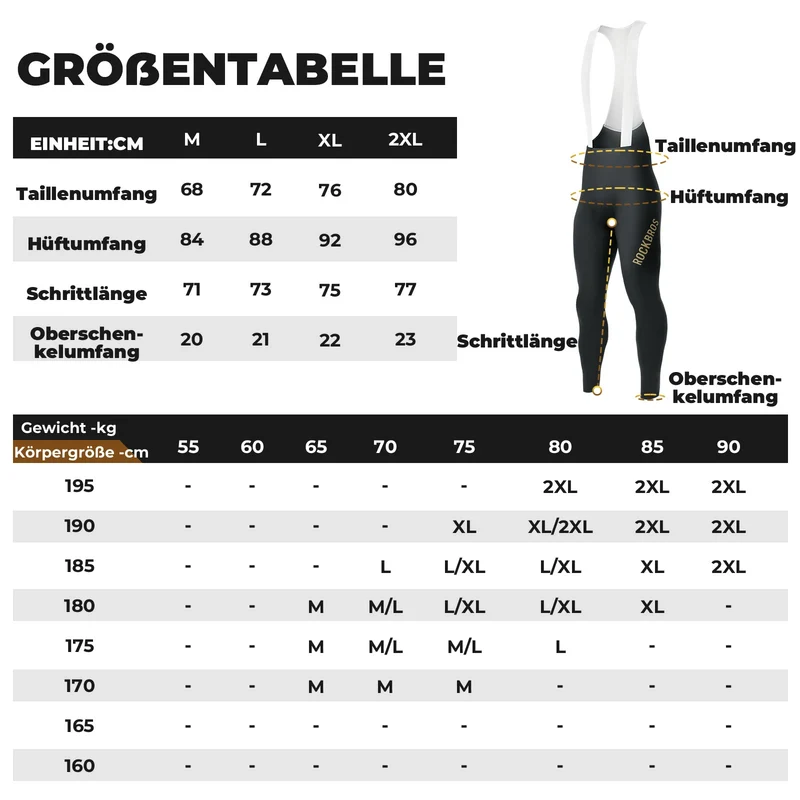 Trägerhose Fahrradhose Herren Gepolstert, Atmungsaktive Schnelltrocknend