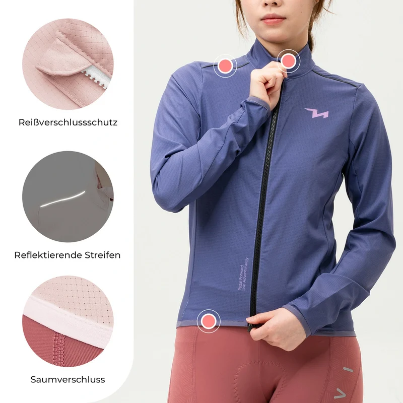 TVI Fahrradjacke Damen Atmungsaktiv Leicht, Windbreaker Frauen Radjacke