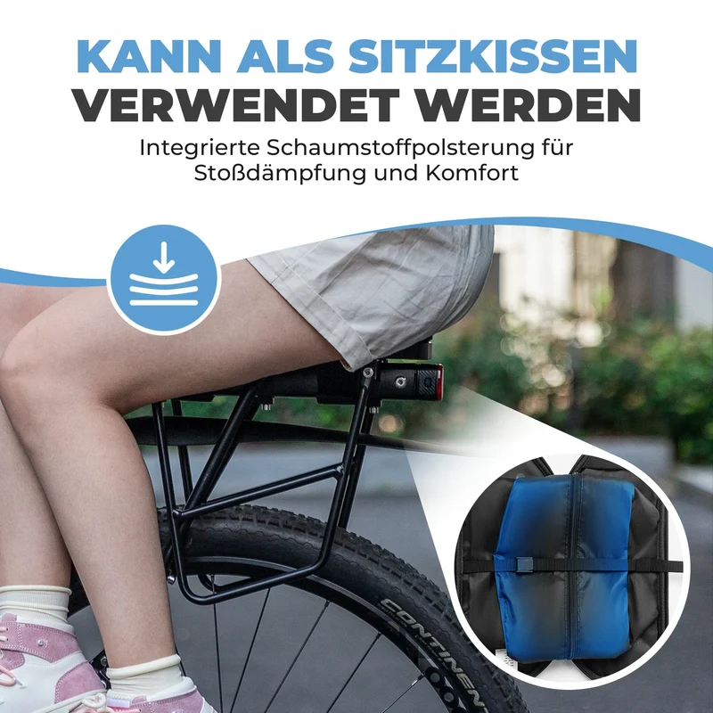Farradtasche Erweiterbar Gepäckträgertasche bis zu 5L, mit Schwamm kann als Fahrradsattel
