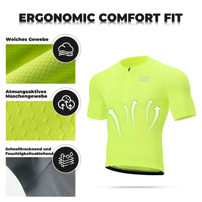 Herren Radtrikot Kurzarm Fahrradtrikot Rennradtrikot Atmungsaktiv Schnell trocknend