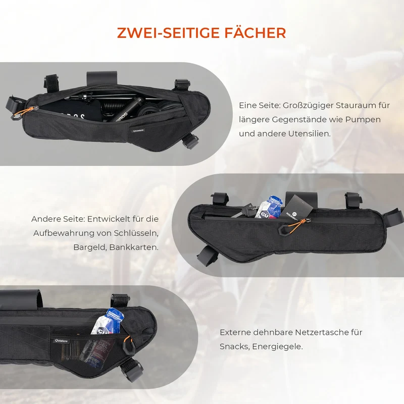 Qunature Fahrrad Rahmentasche Fahrradtasche wasserdichte mit Außentasche und Trinksystemöffnung