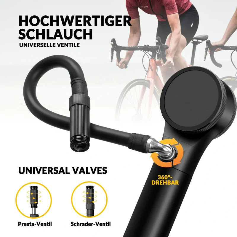 Fahrradpumpe Luftpumpe Max. 320PSI Hochdruck Presta&Schrader Luftdruck Einstellbare Tragbare Zweitakt-Pumpe mit Elektronischer Druckanzeige