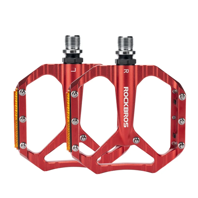 Fahrradpedale rutschfest– Aluminium Plattformpedale mit Reflektoren, abgedichtetem Kugellager, Anti-Rutsch-Pins, 9/16" Achse