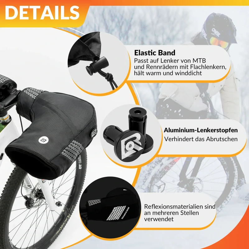 Lenkerstulpen Handschuhe Lenker Fahrrad Winter Thermo Warme Verdickte Wasserabweisende