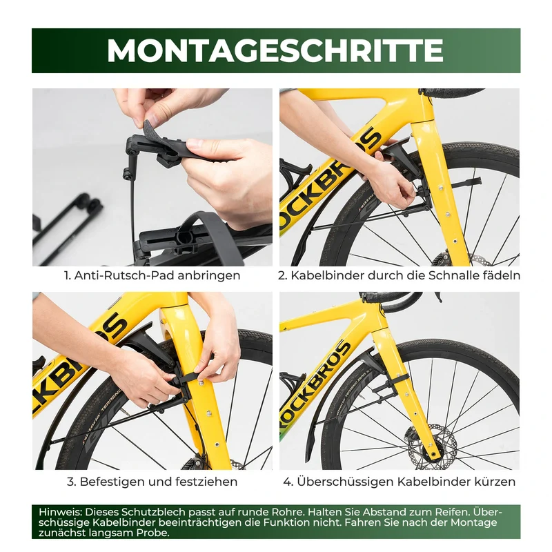 Universal Fahrrad Schutzblech Set - Schnellmontage mit Kabelbindern Verstellbar & Wasserdicht