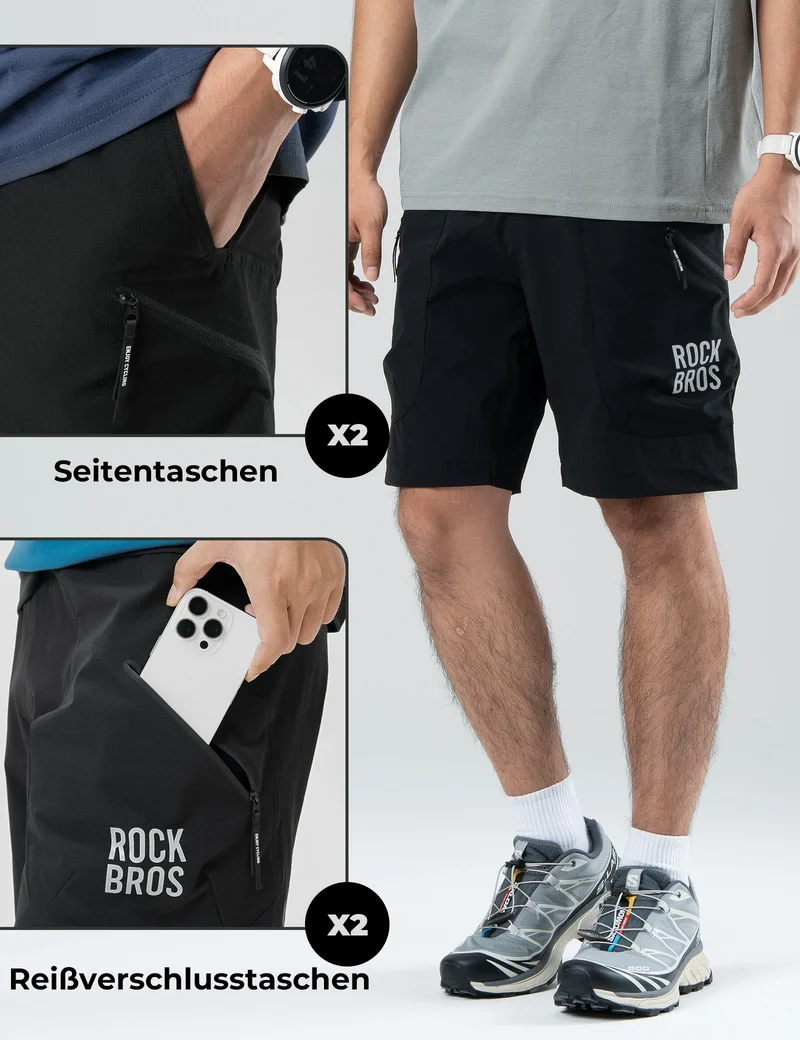 Herren Sport Shorts Fahrradhose - Magnetischer Taillengurt, 4-Taschen-Design