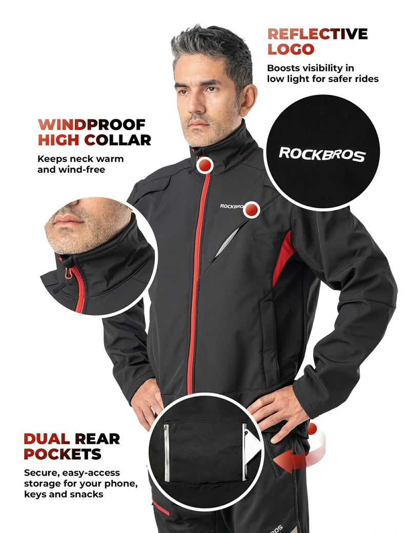 ROCKBROS Winter Jacke / Hose Herren Windschutz Radsportanzug