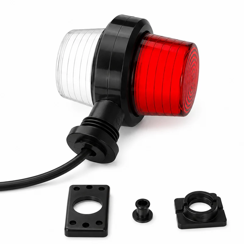 Kurze dänische LED-Markierungsleuchte im Old-School-Stil / Rote und weiße Neonlinse