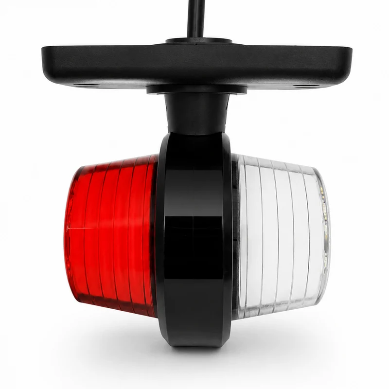 Kurze dänische LED-Markierungsleuchte im Old-School-Stil / Rote und weiße Neonlinse