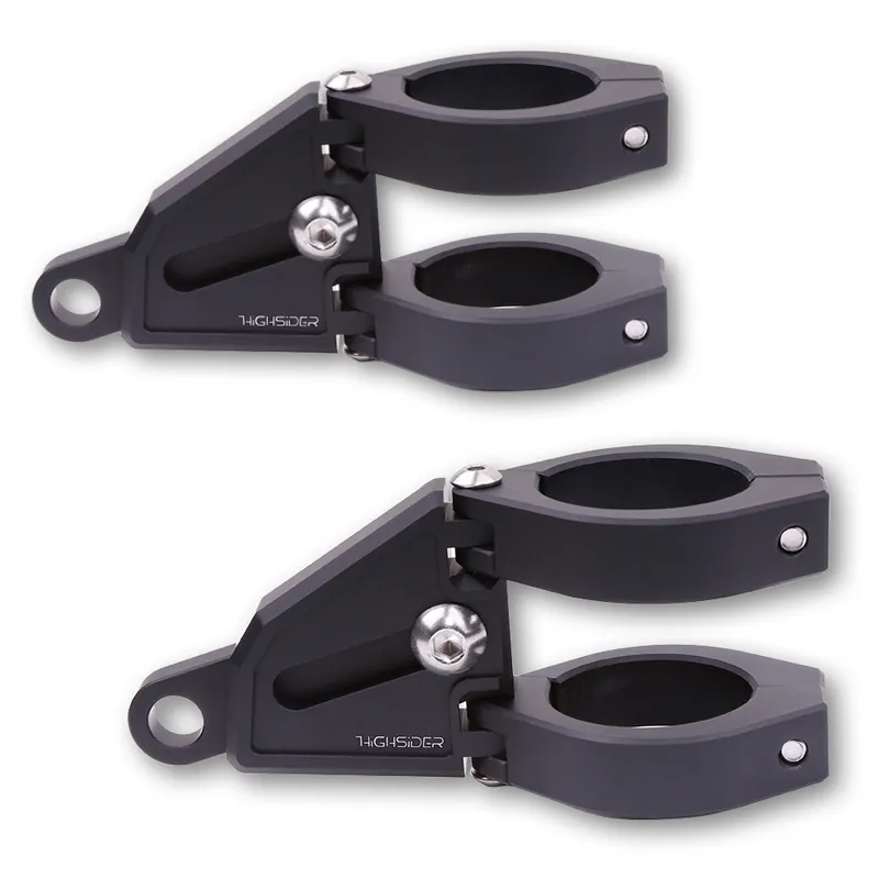 Lampenhalter-Set Highsider Pro Extend Alu schwarz, Ø 38-41 mm, Länge verstellbar