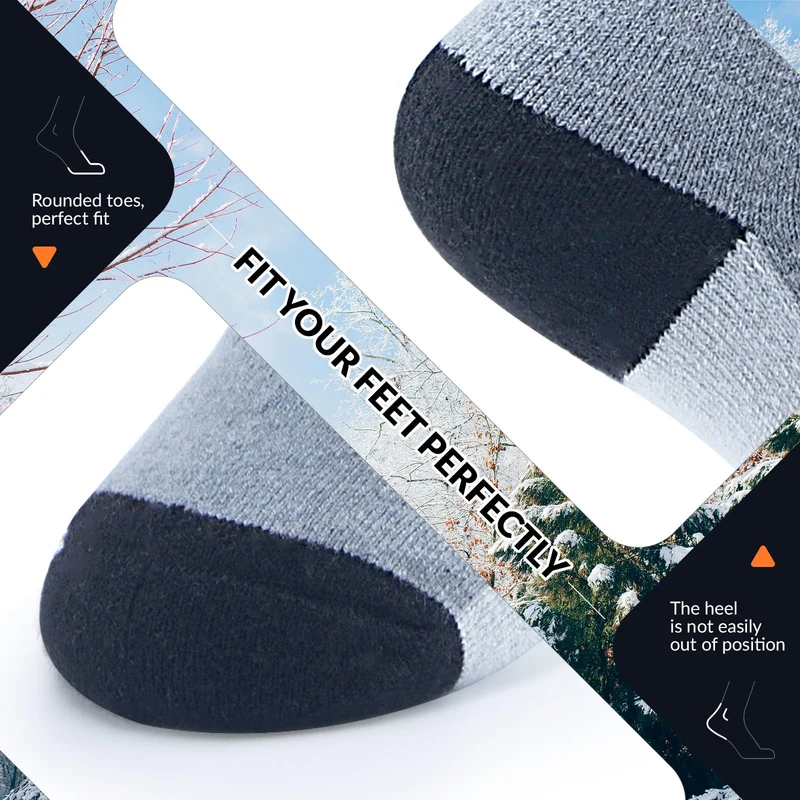 Qunature Skisocken Kinder Thermosocken 1 Paar für Winter-Sports aus Merinowolle