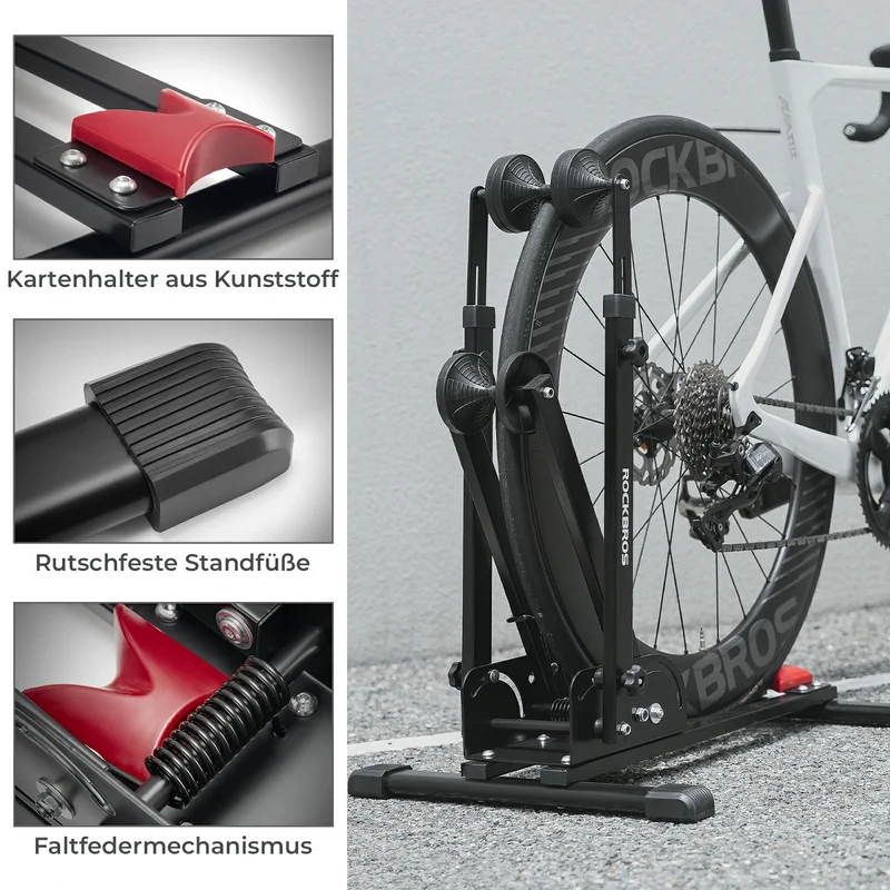 Fahrrad-Klappständer mit Doppelstreben aus Karbonstahl