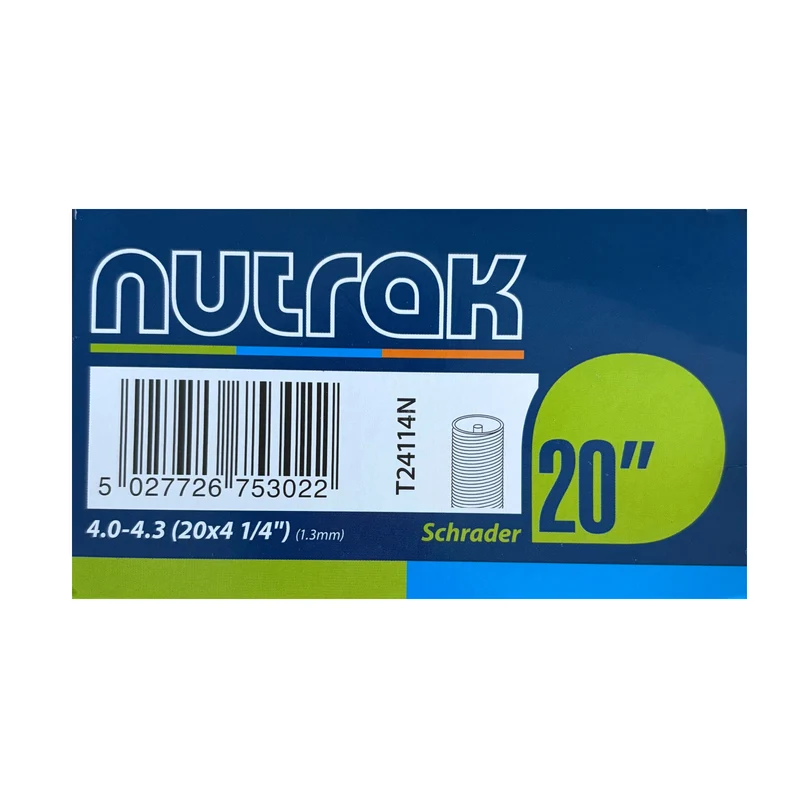 Nutrak 20 x 4.0-4.3 inch 1.3mm Thick 20 Inch Schrader Valve Bike Inner Tube