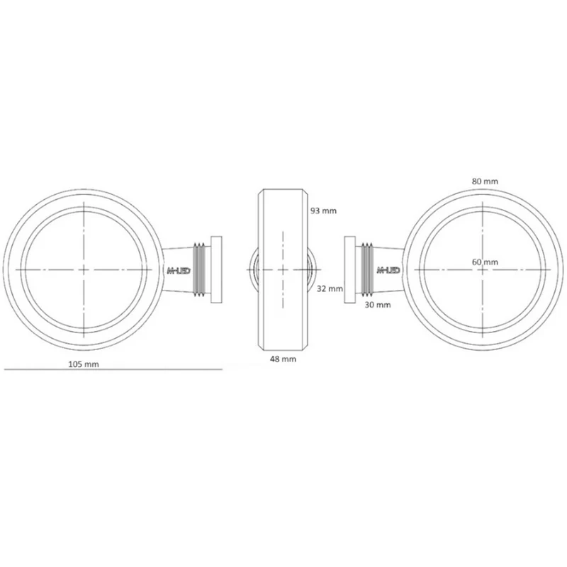 Getönte, kurze dänische LED-Begrenzungsleuchte / dreifarbig mit Blinkerfunktion