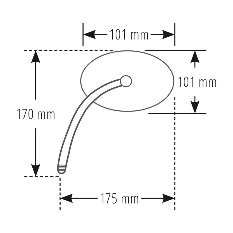 Lenkerspiegel Highsider Circula-P schwarz, ABS & Alu, E-geprüft, M10x1.25