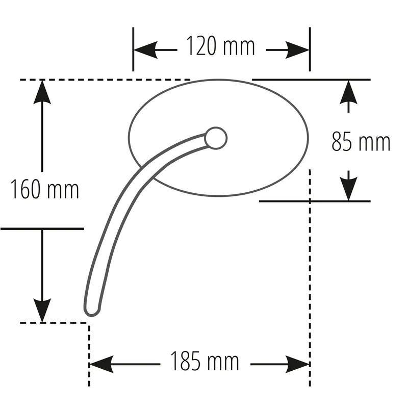Verkleidungsspiegel Highsider Smart Straight schwarz, E-geprüft, ohne Adapter