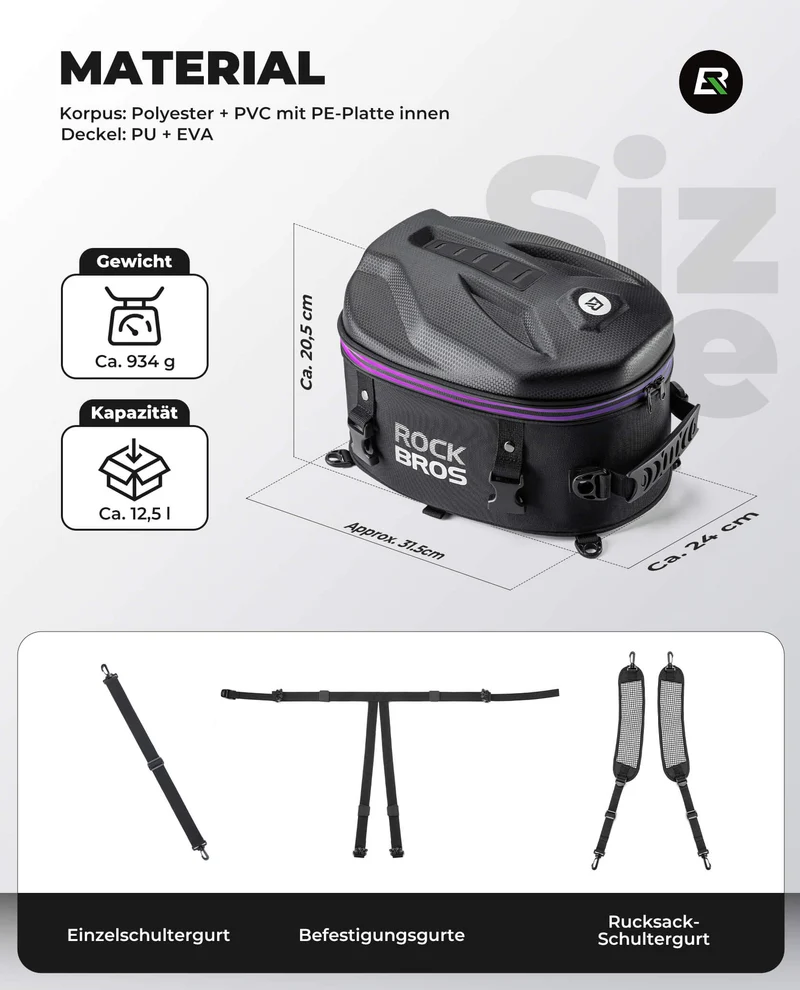 Motorrad Hecktasche Gepäcktasche 12,5L für Rücksitz