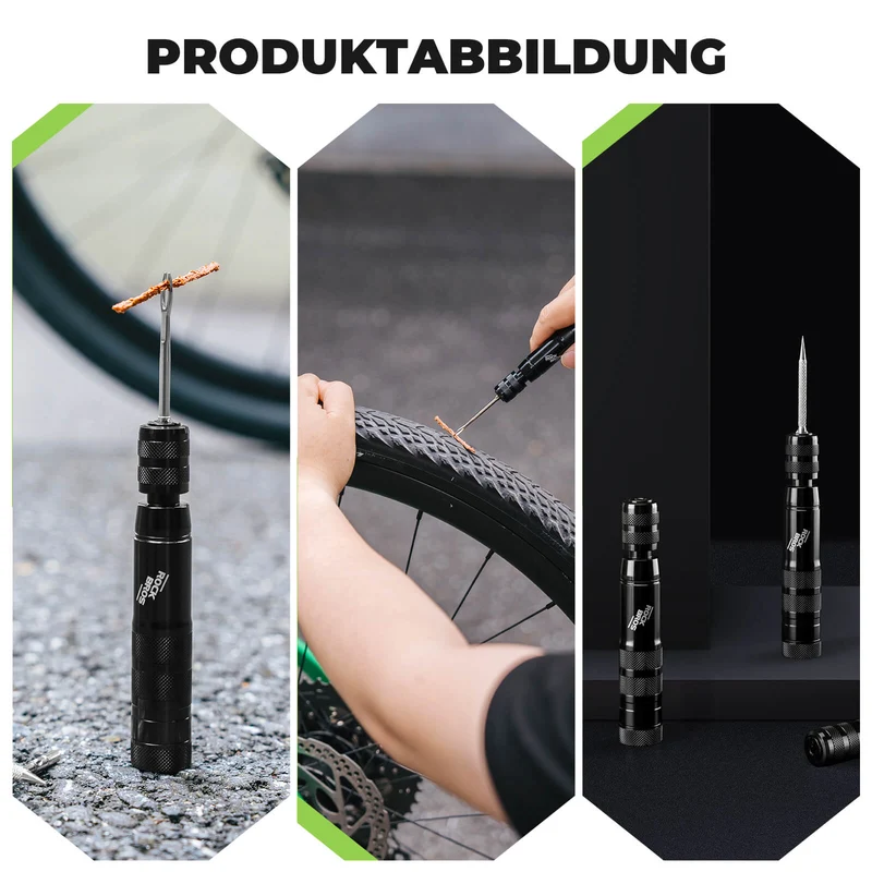 Tubeless Reifenpannenset mit Gummistopfen, Aluminiumgehäus, Griff