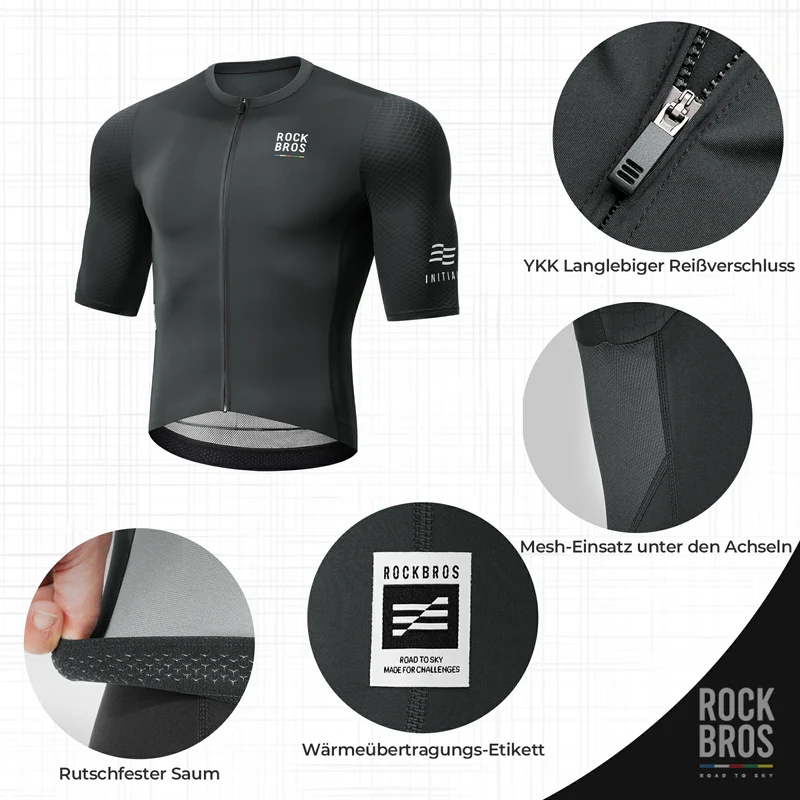 ROAD TO SKY Herren Radtrikot Kurzarm mit Taschen
