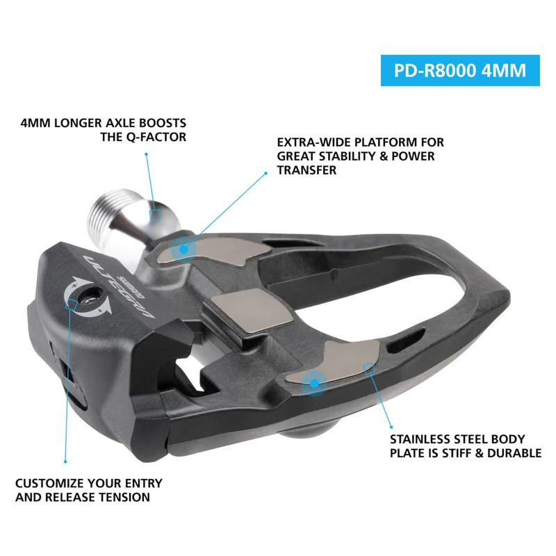 Shimano Ultegra Pedals SPD-SL Carbon 4mm Extended Axle R8000E