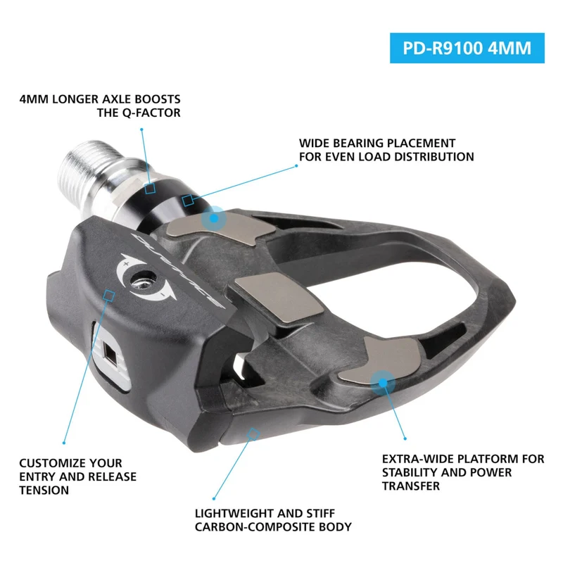 Shimano Dura-Ace Pedals SPD-SL Carbon Clipless 4mm Extended Axle R9100E