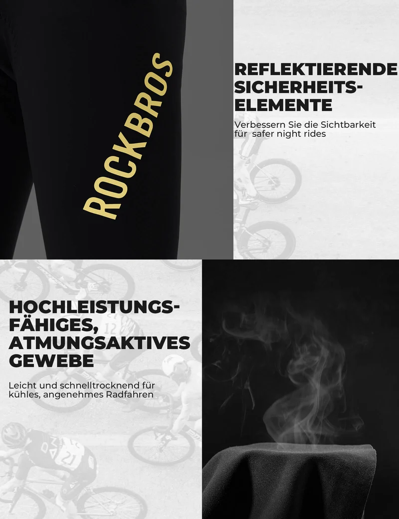 Fahrradhose Lang Gepolstert Nahtlos Schnelltrocknend Herren