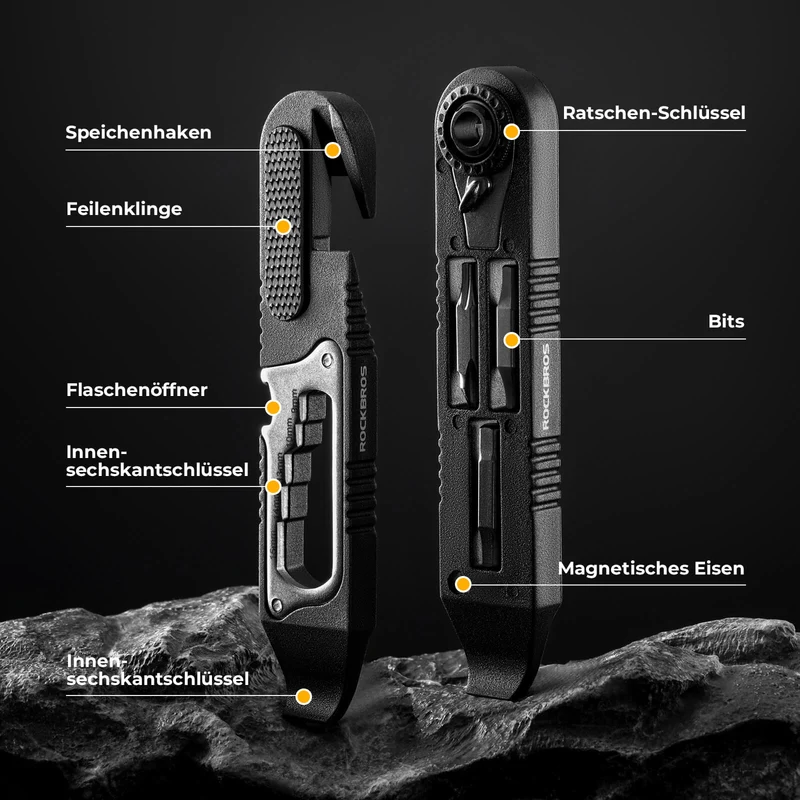 16 in 1 Fahrradwerkzeug Mini Tool Set Reifenheber mit Ratschenschlüssel