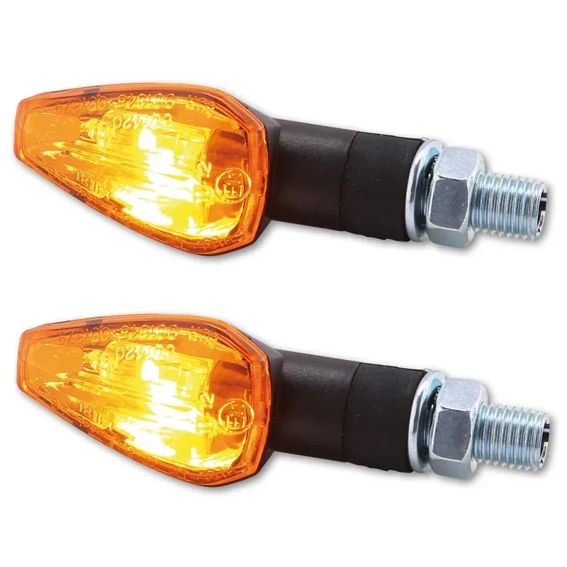 Blinker Paar Highsider Peak, Schwarz, Gelb, M10, E-geprüft, 12V/21W