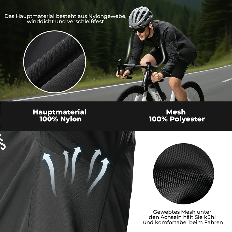 Herren Leichte Fahrradjacke Atmungsaktiv Frühling