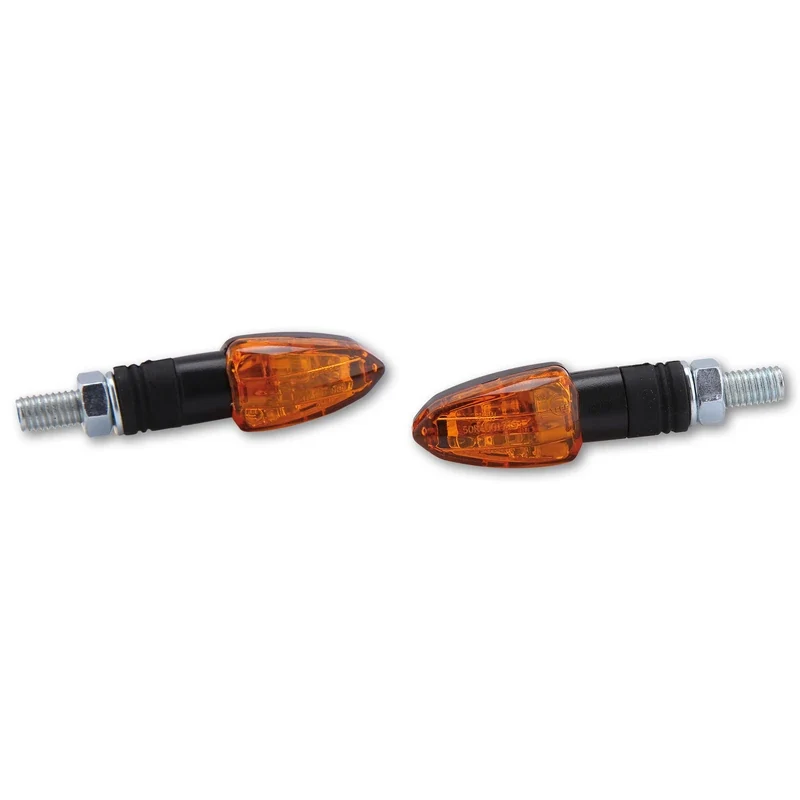 Blinker Paar Highsider Lizzard, Schwarz, Gelb, M8, E-geprüft, 12V/6W