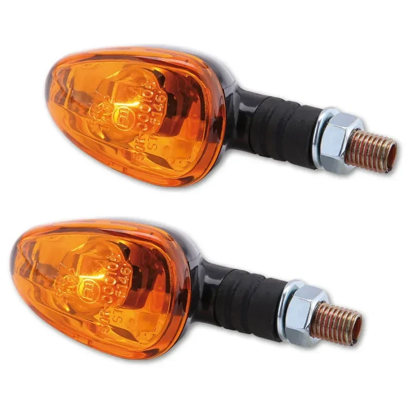 Blinker Paar Highsider Little Duke, Schwarz, Gelb, M10, E-geprüft, 12V/10W